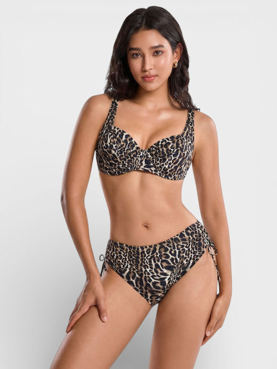 Bikini Set High Waist Beige Animal Print Y22050-3
