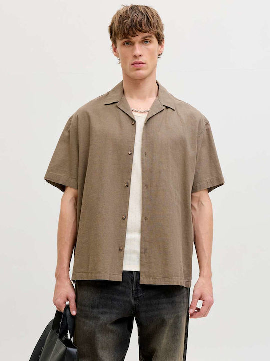 Jack & Jones Short Sleeve Linen Shirt in Wide L...