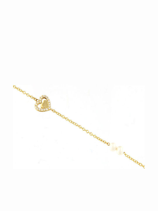 Ios Kids Bracelet in 14K Gold with Heart & Stones