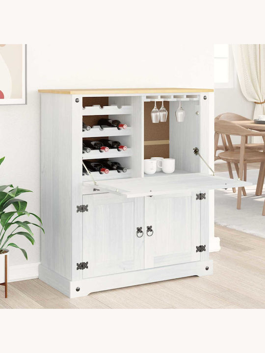 vidaXL Επιδαπέδια Κάβα Ποτών Ξύλινη Λευκή 97x45x114εκ.