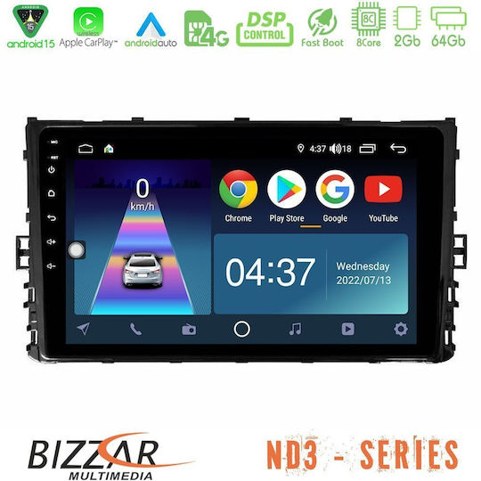 Bizzar Car Audio System for Volkswagen Polo Tiguan Golf T-Roc T-Cross 2017 with Touch Screen 9" Bluetooth USB Wi-Fi GPS Apple CarPlay Android Auto