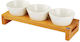 Set 3 Melamine Bowls Bamboo Stand Raki 40x13x6cm