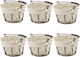 Set 6 Round Bread Serving Baskets Raki 13.5x13.5x10cm Handle Made Metal Fabric