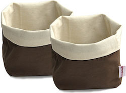 Set 2 Square Textile Bread Baskets Ilsa 14x14xh16cm Brown 100% Cotton Set 2 Square Textile Bread Baskets Ilsa 14x14xh16cm Brown 100% Cotton