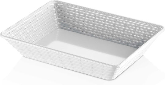 Rectangular Bread Fruit Basket Melamine Raki Hena 37x27x8cm White