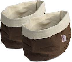 Set 2 Square Textile Bread Baskets Ilsa 25x15xh17cm Brown 100% Cotton Set 2 Square Textile Bread Baskets Ilsa 25x15xh17cm Brown 100% Cotton