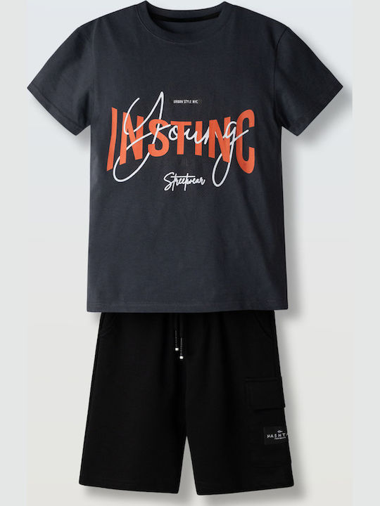 Hashtag Kids Clothing Set with Shorts Blue-Gray 2 Pieces