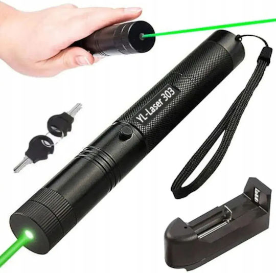 Prezentator Laser Verde Abyz Power <10000 Mw Baterie Li-ion 4800 Mah Lungime de Undă 532 Nm 16 X 2 Cm Calitate Premium Negru