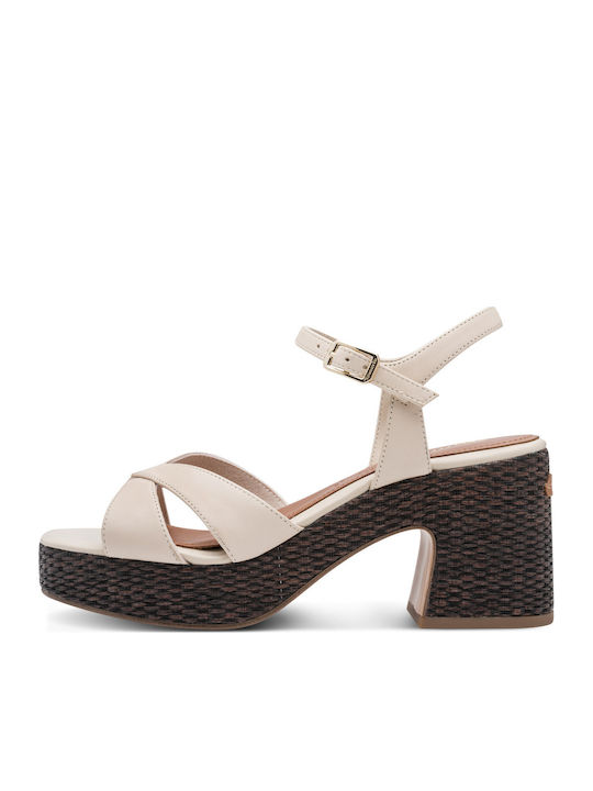 Tamaris Leather Sandals Beige