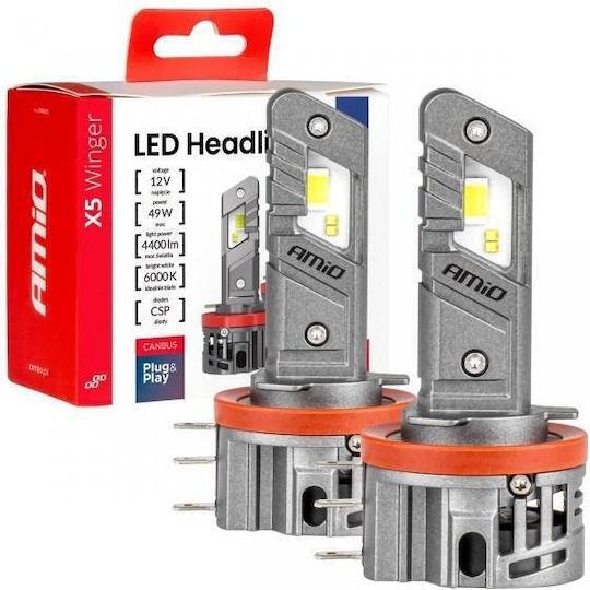 AMiO Car and Motorcycle Lamps X5 Winger H15 Canbus LED 6000K Cold White 12V 45W 2pcs