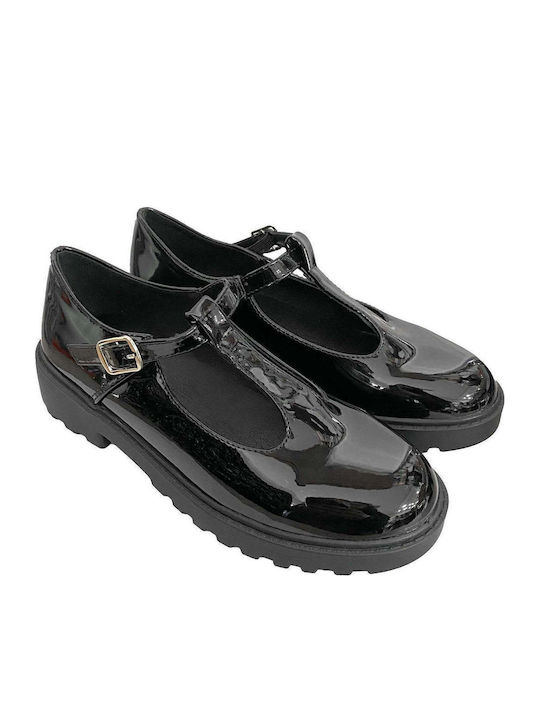 Kids Pumps & Ballerinas With Hoop & Loop Closure Patent Leather Black