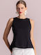 Damen Bluse Baumwolle Ärmellose Schwarze