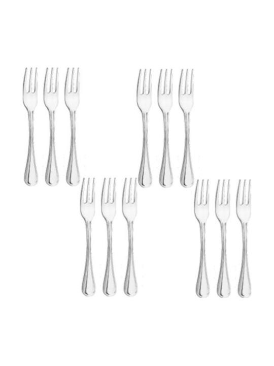 Raki York Set Fruit Dessert Forks Stainless Silver 12 Pieces