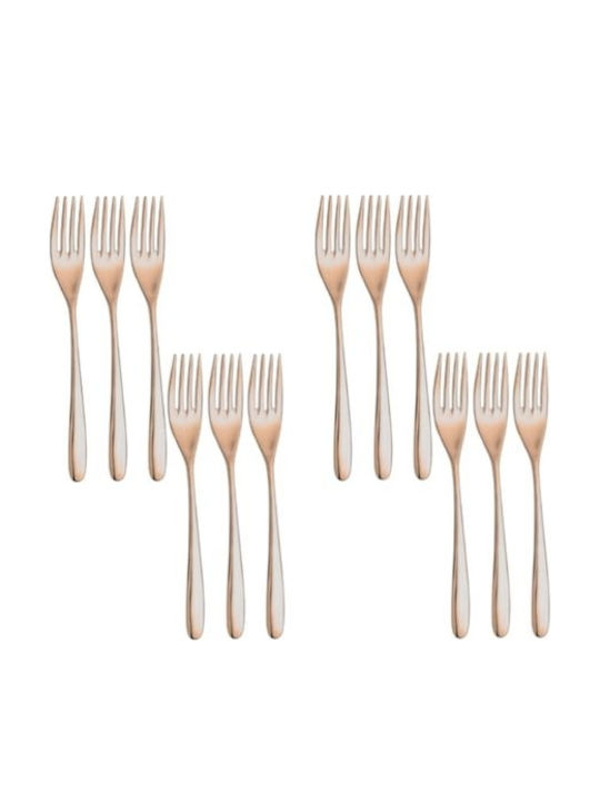 Raki Set Furculițe Alimente Inox Roz Auriu 12 Bucăți