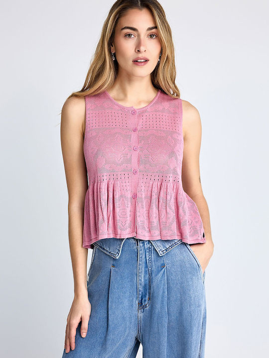 Funky Buddha Women's Sleeveless Blouse Pink