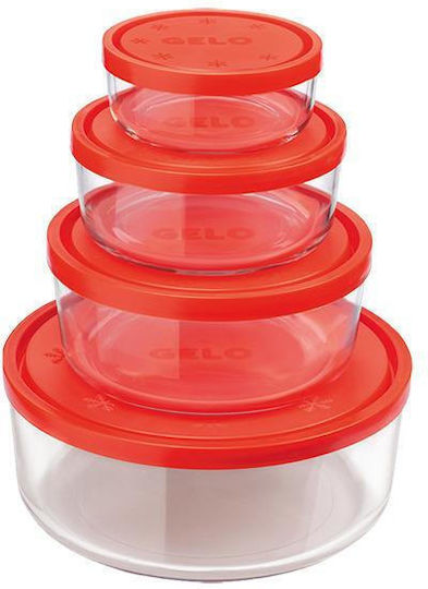 Bormioli Rocco Set Glass Lunch Boxes Red 4 Pieces