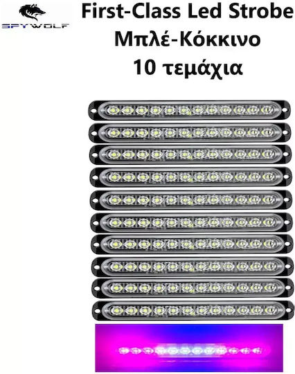 Spywolf First-Class Led Strobe Volume Light Red-Blue 12led 12/24v 6000lm 10 Pieces Tc-335