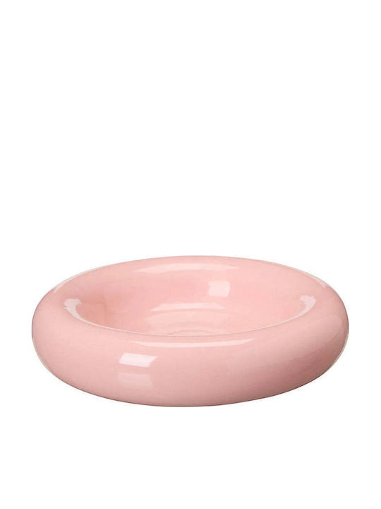 Hintsdeco Dekorative Platte Rund Porzellan Rosa 12,5x12,5x18cm