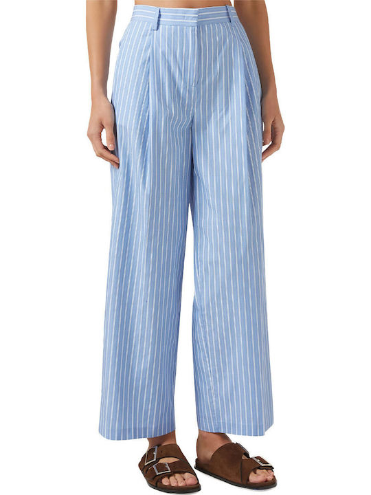 Karl Lagerfeld Women's Fabric Trousers Striped Classic Blue Stripe