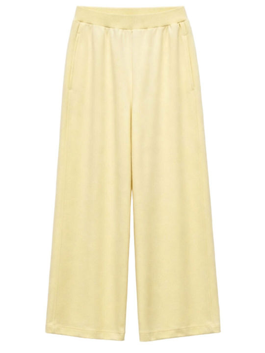 Women's Fabric Trousers with Rubber Band in Regular Fit Yellow