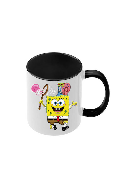 SpongeBob Mug Black Handle Interior
