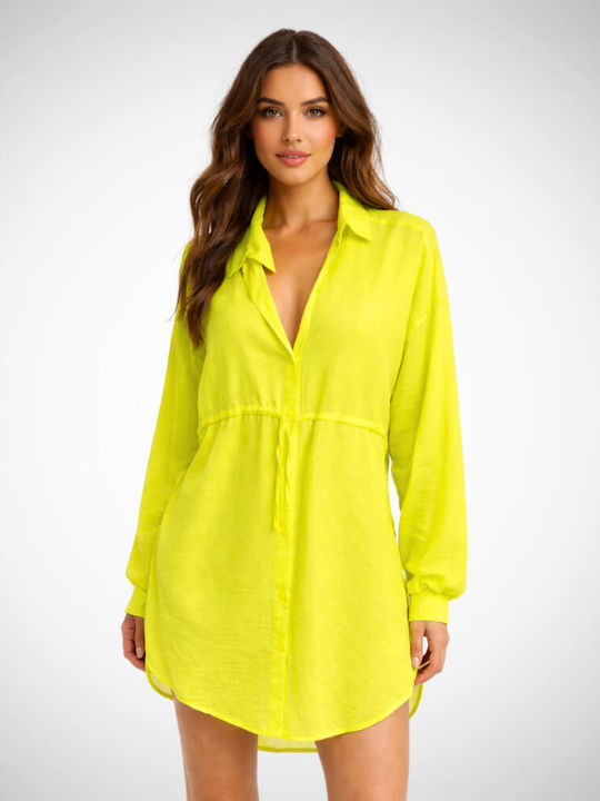 Καλοκαιρινό Mini Σεμιζιέ Φόρεμα Neon Lime