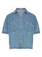 Short Sleeve Women's Shirt Blue Monochrome
