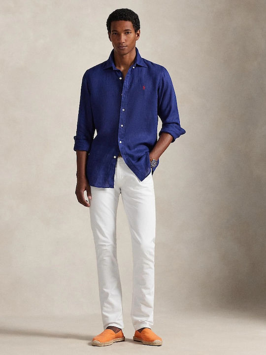 Ralph Lauren Дълъг Ръкав Ленена Риза Роял