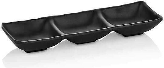 Raki Triple Dessert Tower Stand with 3 Sections made of Black Porcelain P26.5xL26.5xH26.5cm