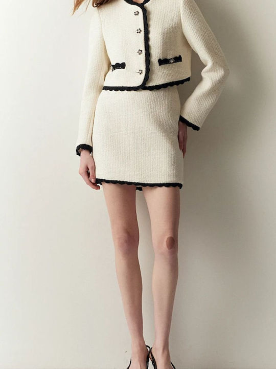 BSB Sacou Scurt Dama Tweed Off-white