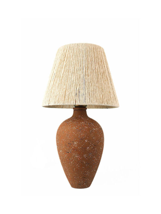 Decorative Ceramic Table Lamp Cream Brown Handmade 25x45cm