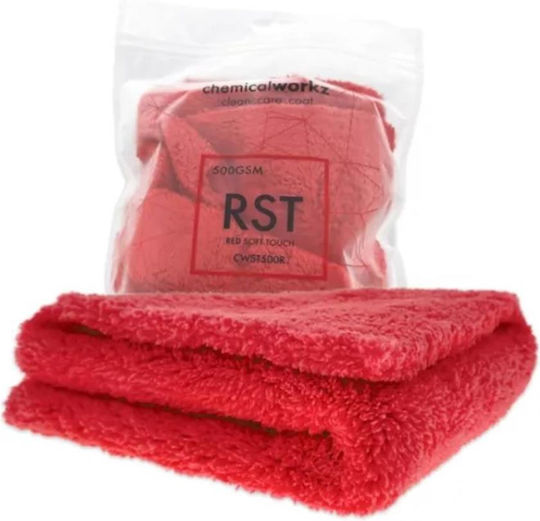 ChemicalWorkz Seamless Car Microfiber Cleaning Cloth 500gsm Red 40x40cm
