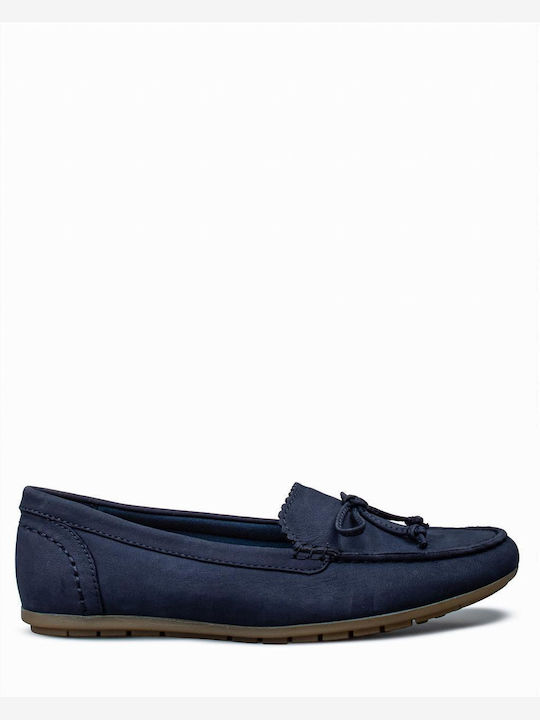 Leather Women's Loafers in Blue Colour