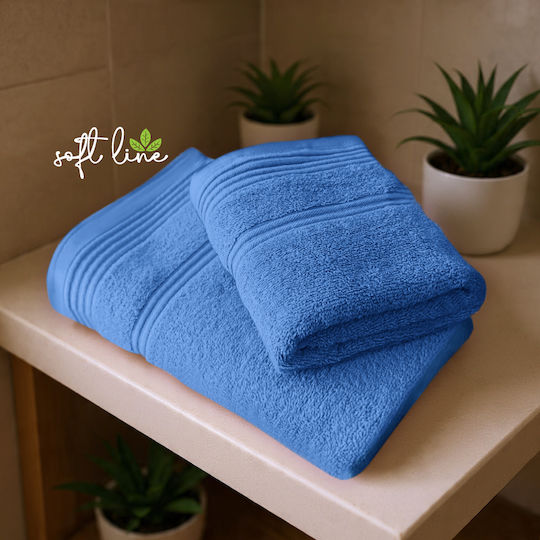 Cosy Life Πετσέτα Προσώπου Soft Line Σιελ 2τμχ Βάρους 500gr/m²