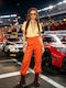Women's Fabric Cargo Trousers Orange