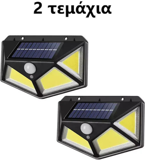 Set of 2 Wall Mounted Solar Lights Cold White 6500K with Motion Sensor and Photocell IP65