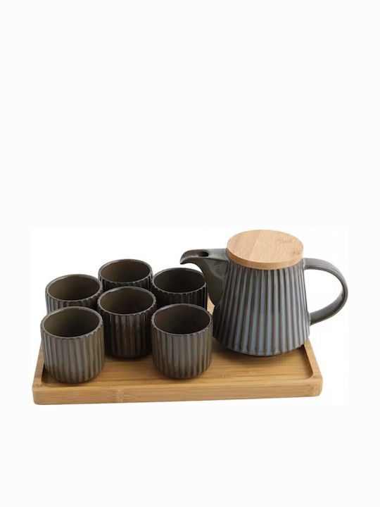 Melina's Collection Σετ Τσαγιού Κεραμικό Γκρι 7τμχ