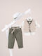 Piccolino Baptism Suit with Vest for Boys Linen Giulio Green AG26S92 Olive