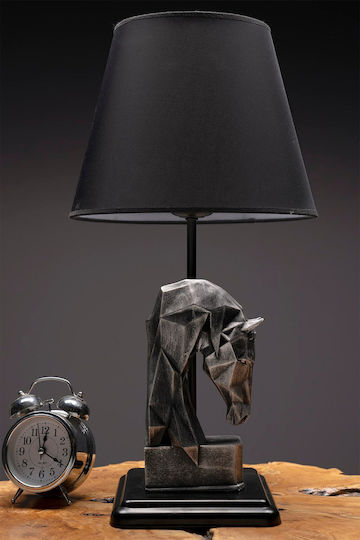 Tischlampen Mit Figur Pferd Schwarz Silber 24x50cm