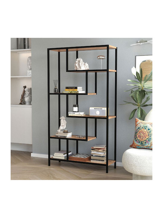 Βιβλιοθήκη Larissa Μαύρο - Pine Oak 90x30x159εκ.
