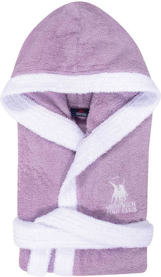 Greenwich Polo Club Παιδικό Μπουρνούζι Essential Μωβ με Κουκούλα