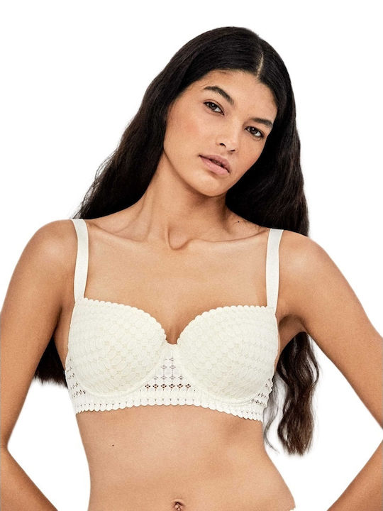 Gisela Balconette Ivory Bra with Light Padding ...