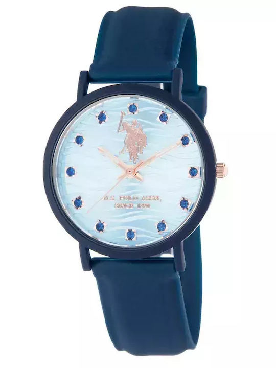 U.S. Polo Assn. Γυναικείο Ρολόι Μπαταρίας με Γαλάζιο Καουτσούκ Λουράκι