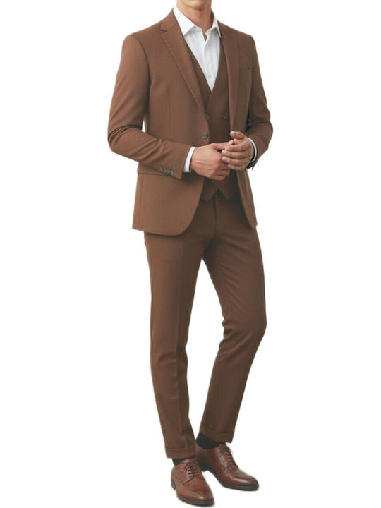 Vittorio Artist Men's Suit with Slim Fit Tan