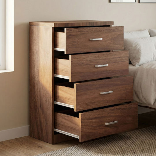 Kommode Schlafzimmer Holz Killian mit 4 Schubladen Walnuss 80x40x80cm Kommode Schlafzimmer Holz Killian mit 4 Schubladen Walnuss 80x40x80cm