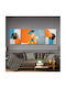 Threefold Glass Set With Colorful Female Figure And Abstract Designs 210x70cm