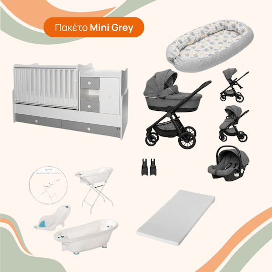 Beboulino Crib Set Gray 5 Pieces