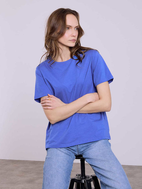 Celestino Τ-shirt Μονόχρωμο Loose Fit Μπλε Ηλεκ...