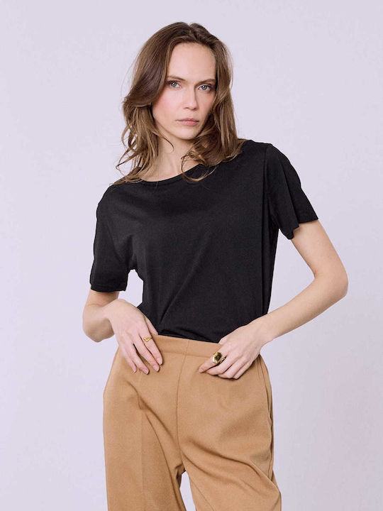 Celestino Τ-shirt Μονόχρωμο Loose Fit Μαύρο