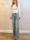 Hochgebirge Damen Jeans Hosen in Breit Bein Stil Grau
